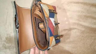 Bolso mujer patchwork marrón y multicolor