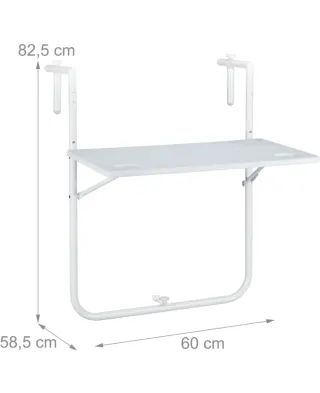 Mesa Balcón Plegable Relaxdays Blanca