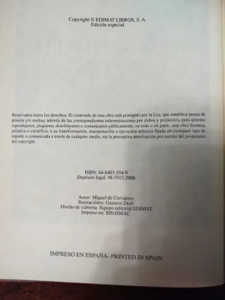Libro: Don Quijote de la Mancha.