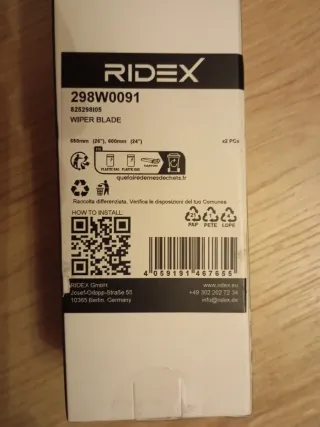 RIDEX Wiper Blade 298W0091