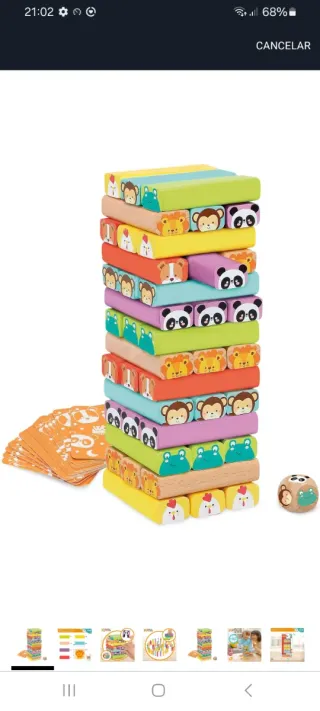 Juego de bloques Jenga con animales