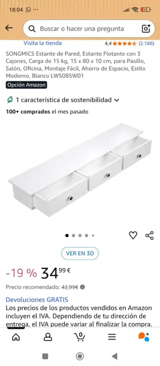 Estante Flotante SONGMICS Blanco
