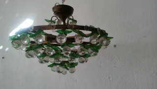 Lámpara antigua Pedro Tendero cristal bohemio