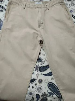 Pantalón ancho lino Mango beige