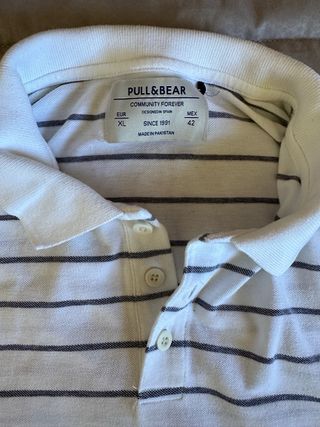 Polo uomo a righe bianche e grigie