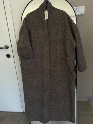 Abrigo largo mujer negro/gris