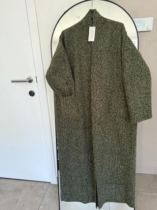 Abrigo largo mujer negro/gris