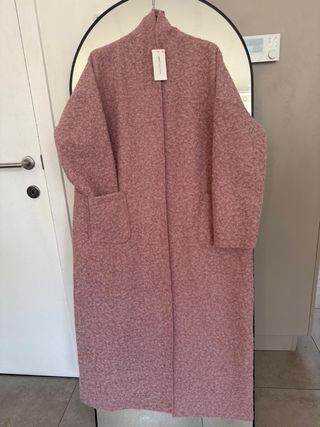 Abrigo largo mujer negro/gris