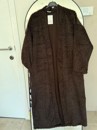 Abrigo largo mujer negro/gris