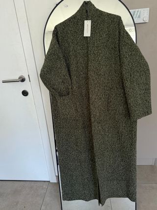 Abrigo largo mujer negro/gris