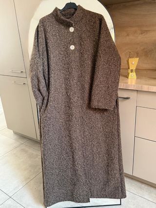Abrigo largo mujer negro/gris