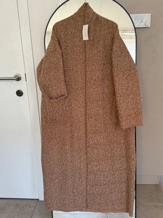 Abrigo largo mujer negro/gris