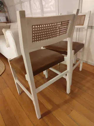 Conjunto Sillas Vintage Piel y Ratán