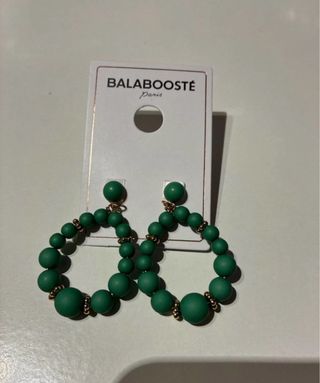 Pendientes aro Balabooste bolitas verdes