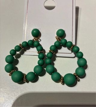 Pendientes aro Balabooste bolitas verdes