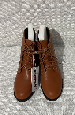 Botines Mujer Con Cordones Talla 39 Marrones