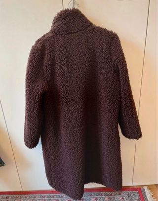 Cappotto lungo teddy bordeaux