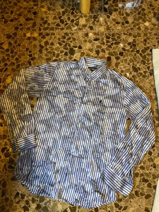 Camisa Desigual flores rayas azul blanco