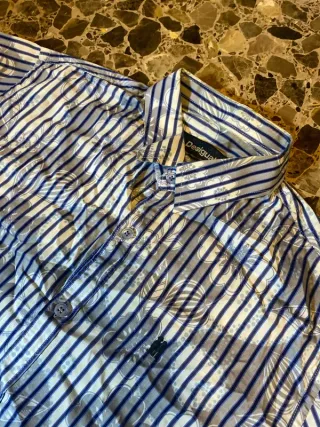 Camisa Desigual flores rayas azul blanco