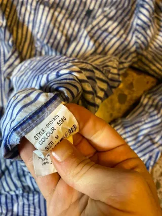 Camisa Desigual flores rayas azul blanco