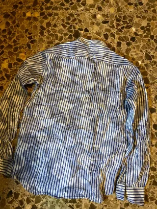 Camisa Desigual flores rayas azul blanco