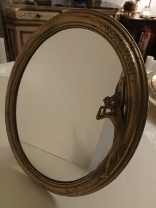 Espejo bronce tocador figura mujer