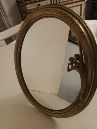 Espejo bronce tocador figura mujer