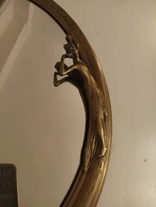 Espejo bronce tocador figura mujer