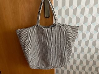 Bolsa Tote Roxy Rayas Blanco y Negro
