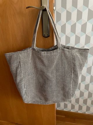 Bolsa Tote Roxy Rayas Blanco y Negro