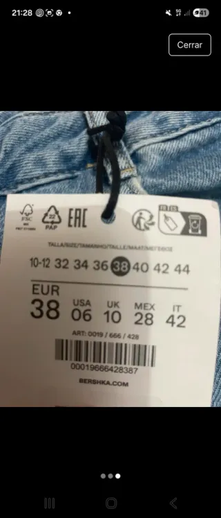 Bershka Jeans Nuevos Talla 38 con etiqueta