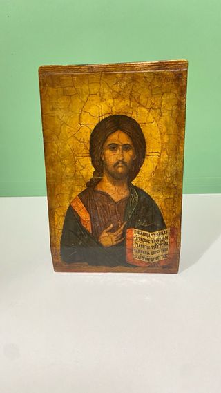 Cuña Cristo Pantocrator pintado a mano