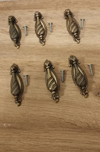 Conjunto 6 Tiradores Antiguos Metal Dorado