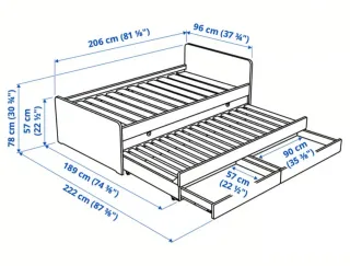 Cama nido con cajones con dos colchones.