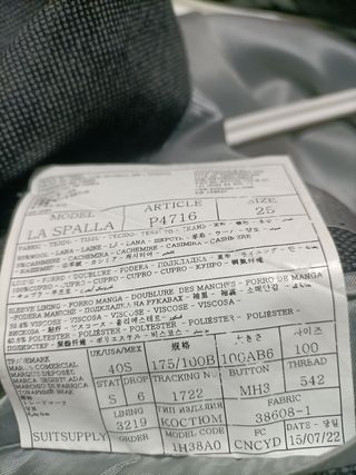 Americana Suitsupply Talla 50 Gris