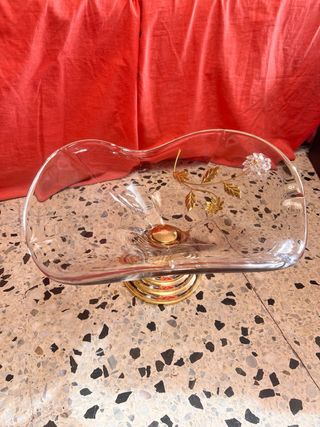 Centro de mesa cristal antiguo dorado