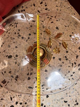 Centro de mesa cristal antiguo dorado