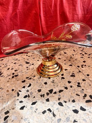 Centro de mesa cristal antiguo dorado
