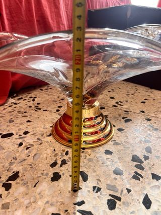 Centro de mesa cristal antiguo dorado