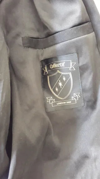 Cazadora Collectif Talla M Negra y Blanco Roto