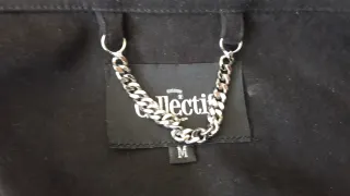 Cazadora Collectif Talla M Negra y Blanco Roto