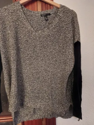 Jersey Mango Gris y Negro