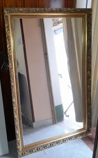 Espejo Grande Antiguo Dorado