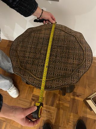 2 Mesitas Auxiliares Antiguas Mimbre y Madera