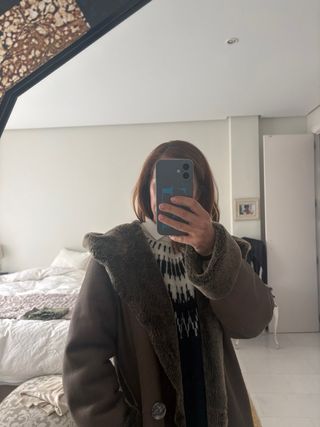 Abrigo piel cordero marrón