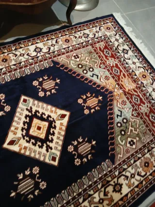 Alfombra diseño oriental beige y azul