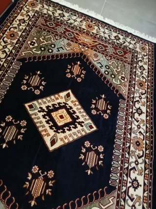 Alfombra diseño oriental beige y azul