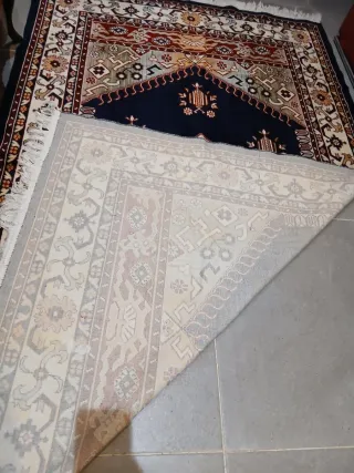 Alfombra diseño oriental beige y azul