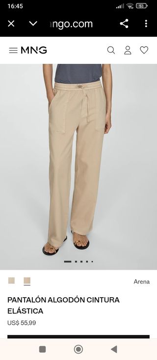 Pantalón Mango Algodón Cintura Elástica