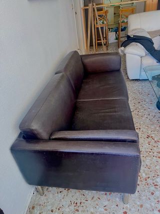 Sofá 3 plazas polipiel marrón